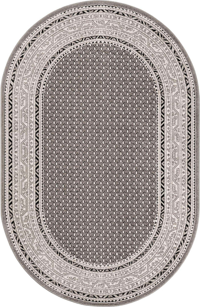 Gray 5' 3 x 8' Williamsburg Oval Area Rug 100% Polypropylene With Cotton Backing Durable Easy Clean Stain Resistant Carpet for Sale at Rug Engine