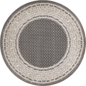 Gray 6' 1 x 6' 1 Williamsburg Round Area Rug 100% Polypropylene With Cotton Backing Durable Easy Clean Stain Resistant Carpet for Sale at Rug Engine