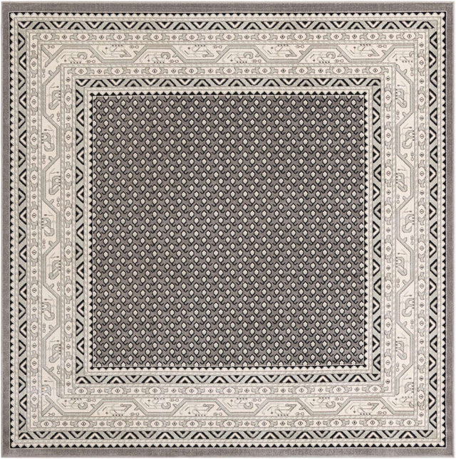 Gray 7' 10 x 7' 10 Williamsburg Square Area Rug 100% Polypropylene With Cotton Backing Durable Easy Clean Stain Resistant Carpet for Sale at Rug Engine