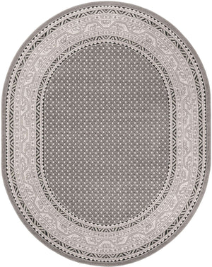 Gray 7' 10 x 10' Williamsburg Oval Area Rug 100% Polypropylene With Cotton Backing Durable Easy Clean Stain Resistant Carpet for Sale at Rug Engine