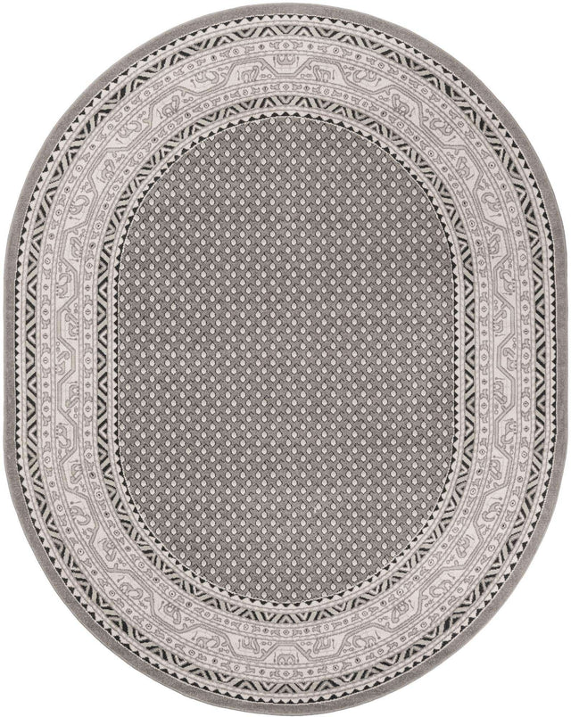 Gray 7' 10 x 10' Williamsburg Oval Area Rug 100% Polypropylene With Cotton Backing Durable Easy Clean Stain Resistant Carpet for Sale at Rug Engine
