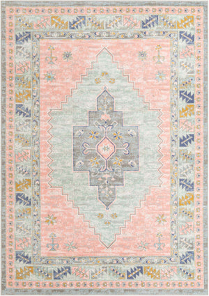 Pink 7' 10 x 11' Whitney Rectangle Area Rug Classic Vintage Distressed Look Traditional Persian Inspired Carpet for Home Decor for Sale at Rug Engine