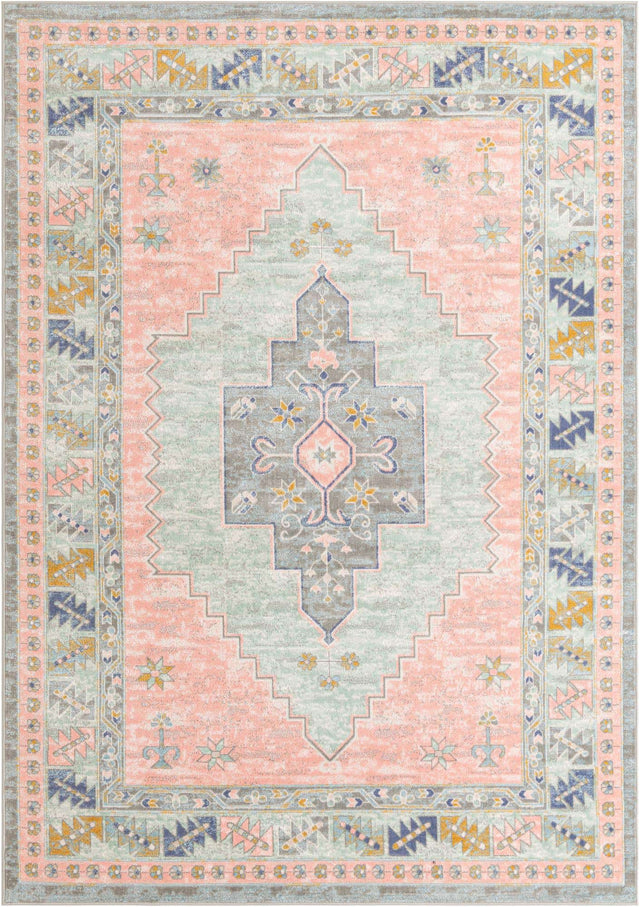 Pink 7' 10 x 11' Whitney Rectangle Area Rug Classic Vintage Distressed Look Traditional Persian Inspired Carpet for Home Decor for Sale at Rug Engine