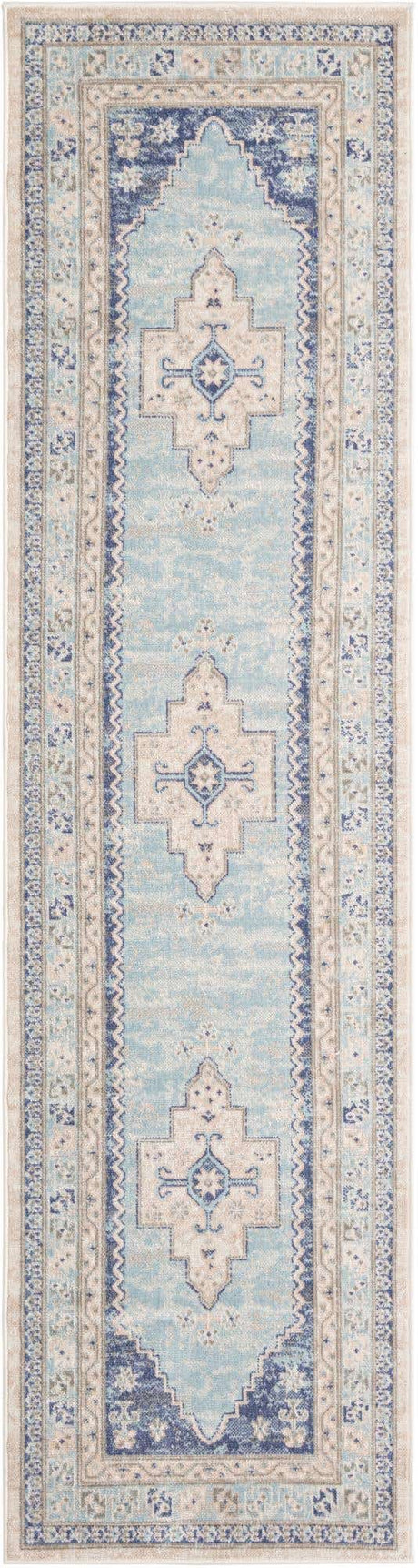 Sky blue 2' 7 x 10' Whitney Runner Area Rug