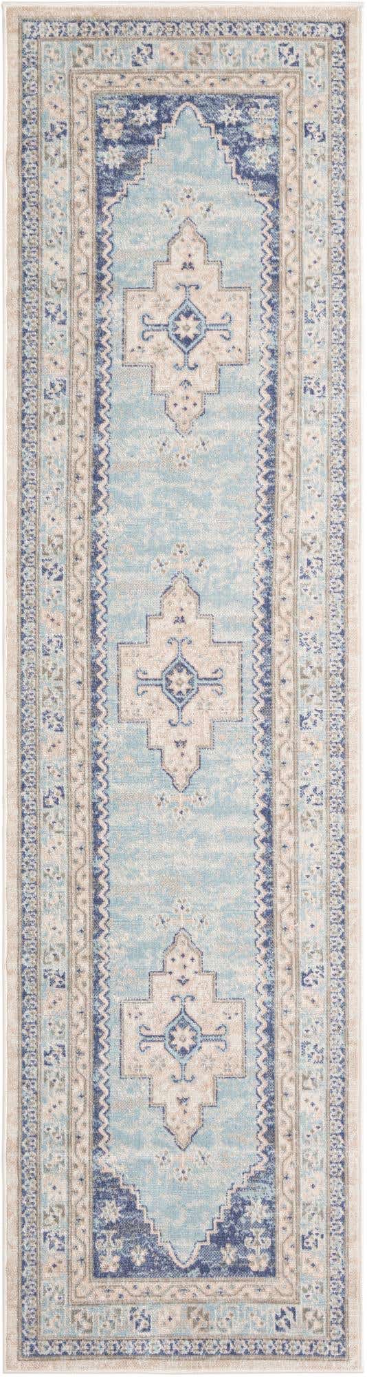 Sky blue 2' 7 x 10' Whitney Runner Area Rug