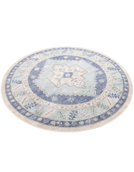 Sky blue 7' 10 x 7' 10 Whitney Round Area Rug