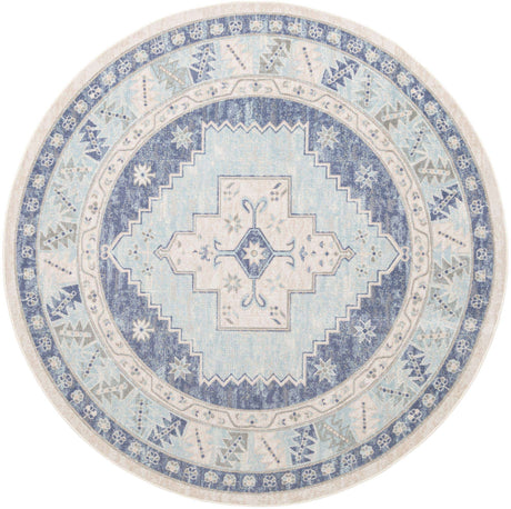 Sky blue 7' 10 x 7' 10 Whitney Round Area Rug