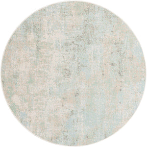 Teal 6' 1 x 6' 1 Lotus Round Area Rug 100% Polypropylene Modern Contemporary Colorful Carpet Easy Clean for Living Room, Kitchen, Dining, Office for Sale at Rug Engine