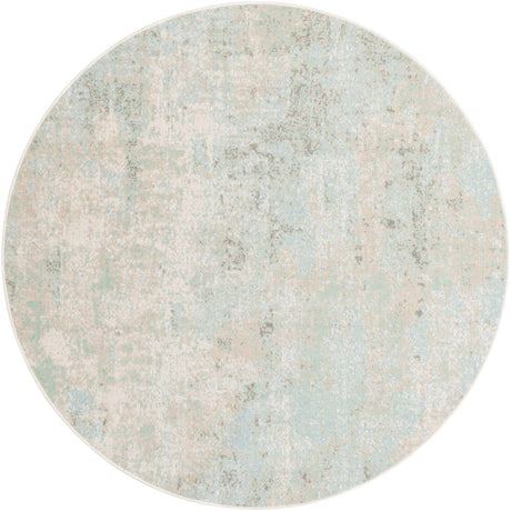Teal 6' 1 x 6' 1 Lotus Round Area Rug 100% Polypropylene Modern Contemporary Colorful Carpet Easy Clean for Living Room, Kitchen, Dining, Office for Sale at Rug Engine