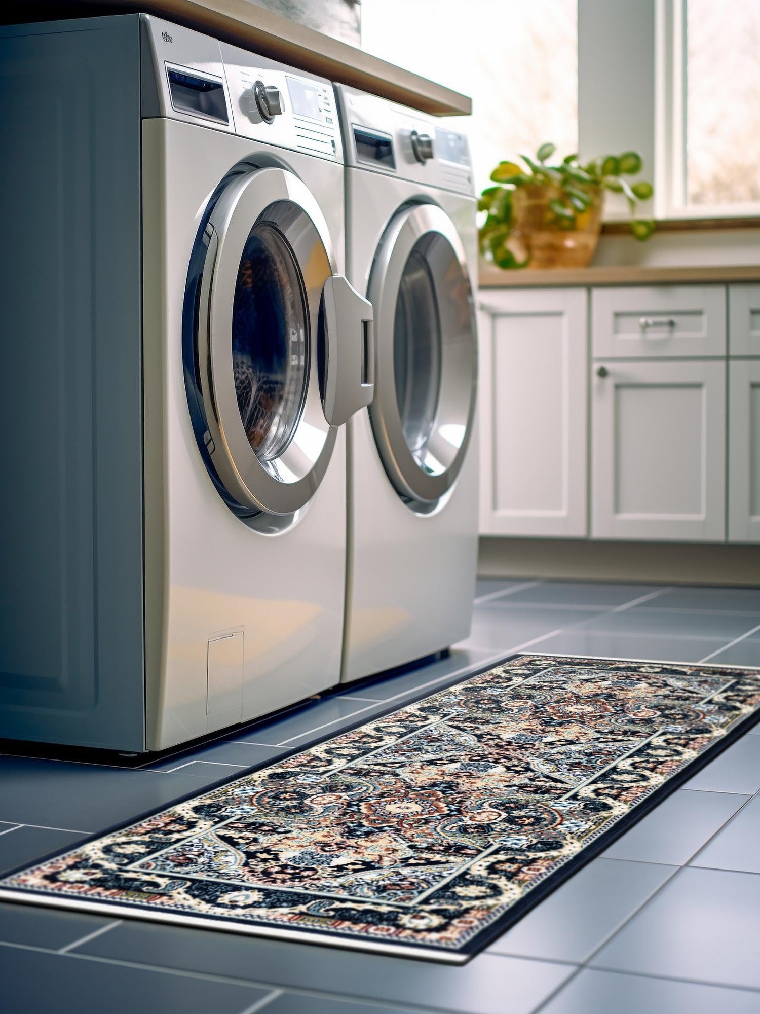 Navy Blue 2' x 6' 1 Narenj Runner Area Rug 85% Polypropylene & 15% Polyester Traditional Classic Carpet for Living, Dining, Bedrooms, Office for Sale at Rug Engine