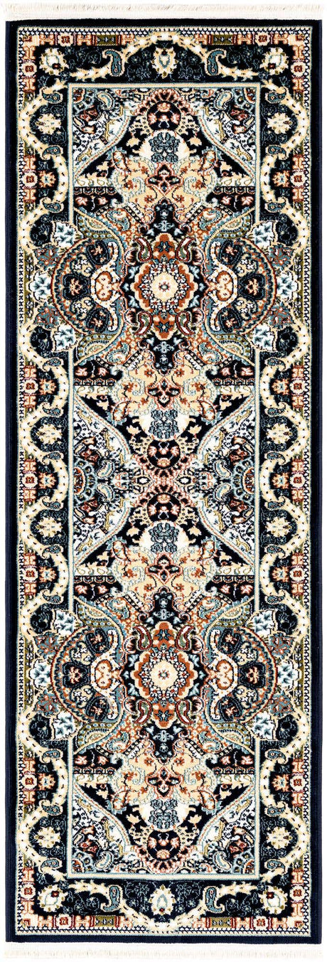 Navy Blue 2' x 6' 1 Narenj Runner Area Rug 85% Polypropylene & 15% Polyester Traditional Classic Carpet for Living, Dining, Bedrooms, Office for Sale at Rug Engine