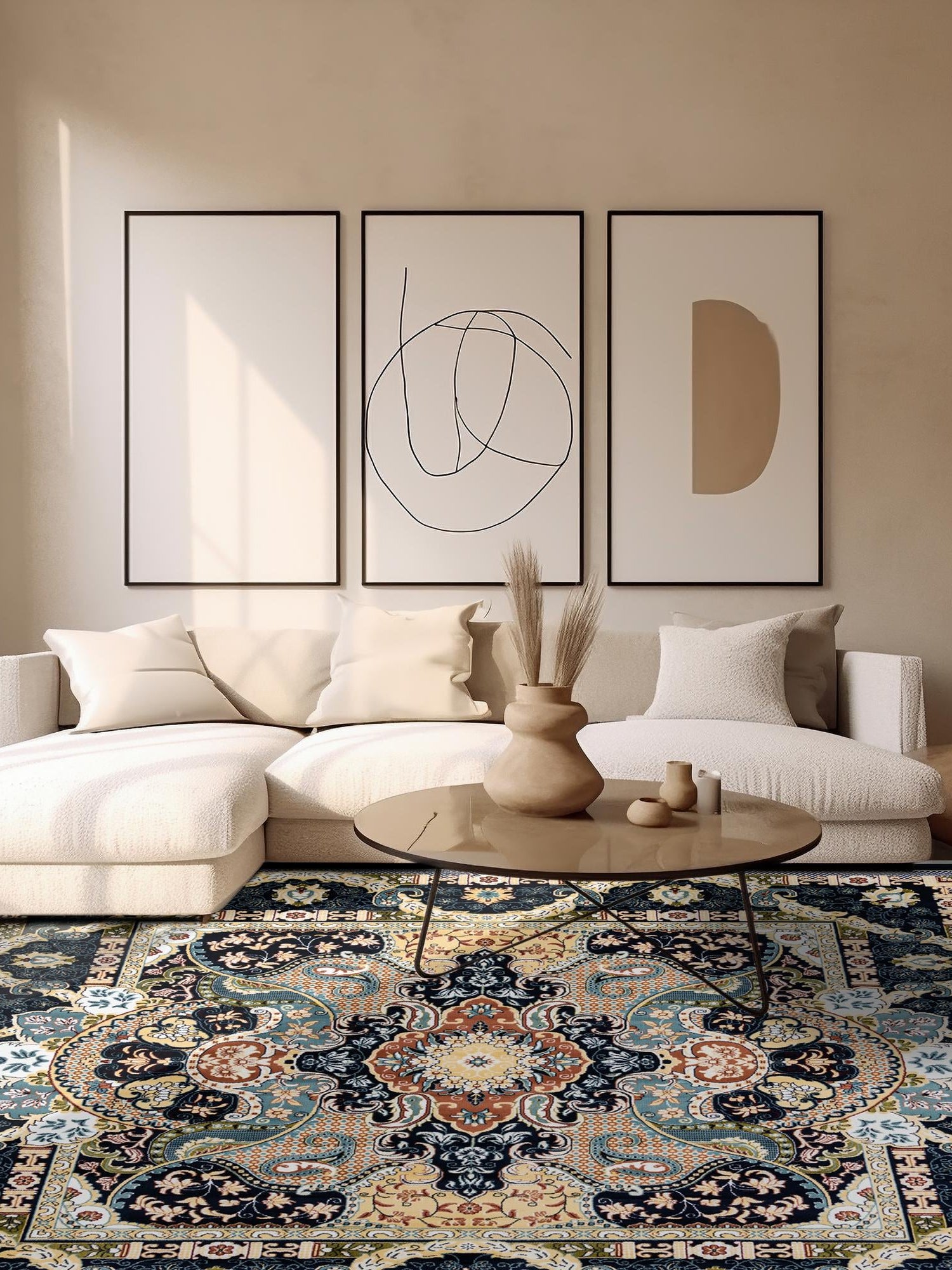 Navy Blue 7' 10 x 7' 10 Narenj Square Area Rug 85% Polypropylene & 15% Polyester Traditional Classic Carpet for Living, Dining, Bedrooms, Office for Sale at Rug Engine