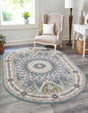 Blue 4' 1 x 6' 1 Narenj Oval Area Rug 85% Polypropylene & 15% Polyester Traditional Classic Carpet for Living, Dining, Bedrooms, Office for Sale at Rug Engine