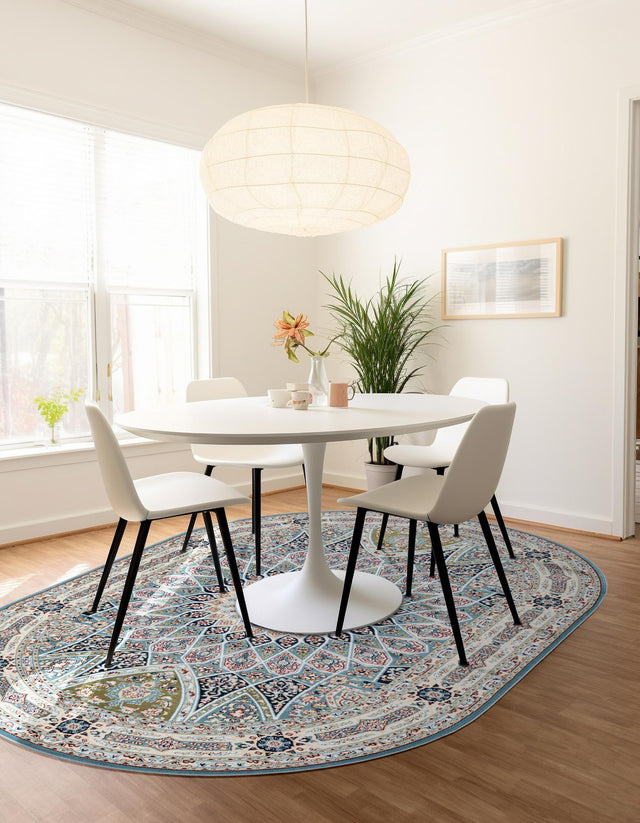 Blue 2' x 3' 1 Narenj Oval Area Rug 85% Polypropylene & 15% Polyester Traditional Classic Carpet for Living, Dining, Bedrooms, Office for Sale at Rug Engine