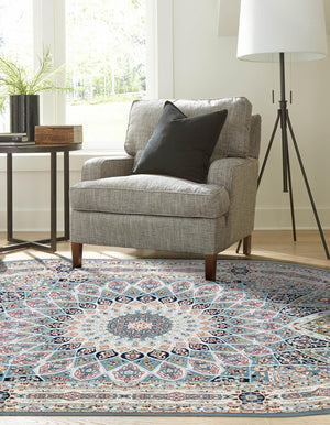 Blue 7' 10 x 10' Narenj Oval Area Rug 85% Polypropylene & 15% Polyester Traditional Classic Carpet for Living, Dining, Bedrooms, Office for Sale at Rug Engine