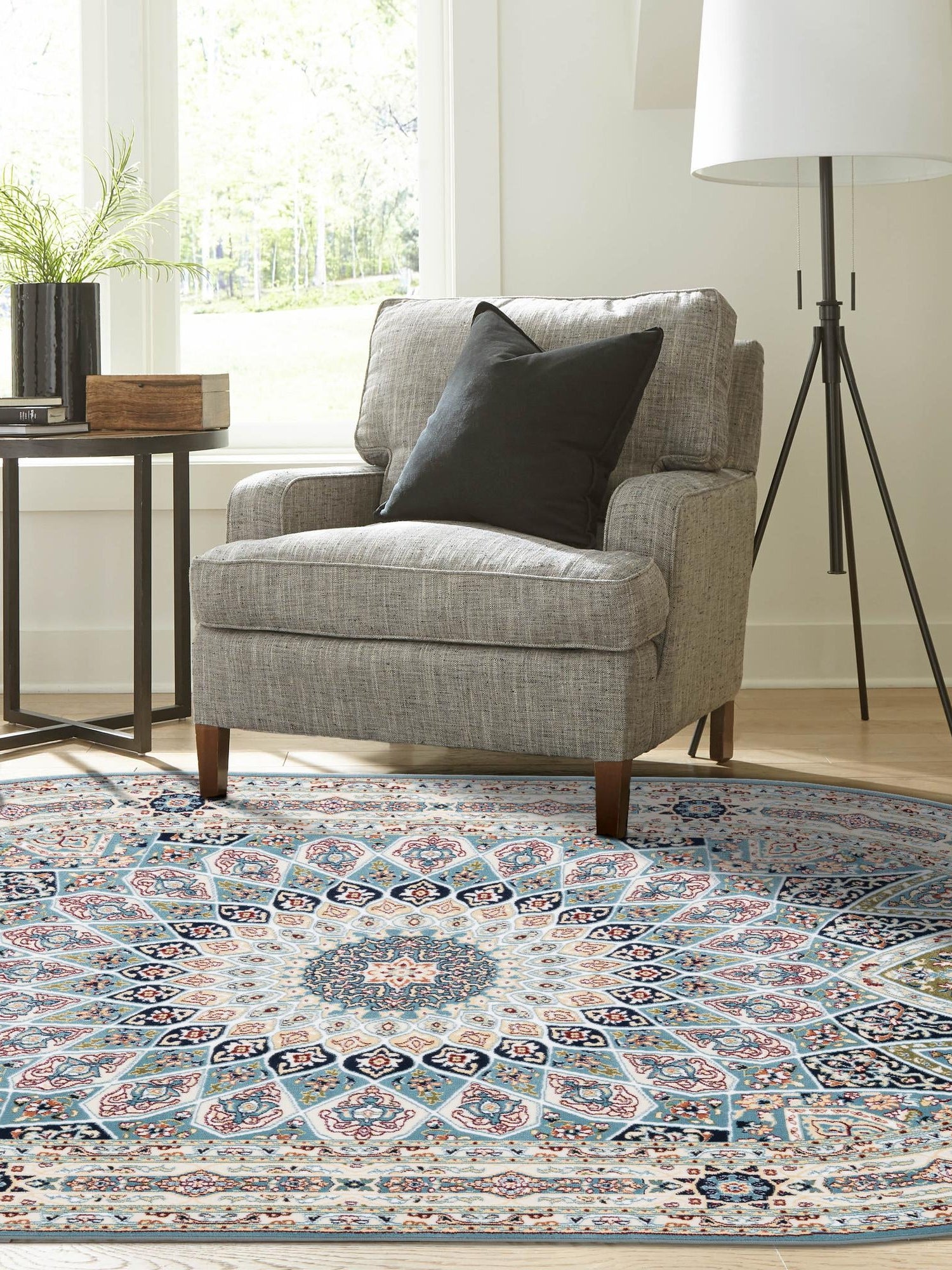 Blue 5' 3 x 8' Narenj Oval Area Rug 85% Polypropylene & 15% Polyester Traditional Classic Carpet for Living, Dining, Bedrooms, Office for Sale at Rug Engine