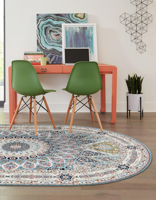 Blue 3' 1 x 5' 3 Narenj Oval Area Rug 85% Polypropylene & 15% Polyester Traditional Classic Carpet for Living, Dining, Bedrooms, Office for Sale at Rug Engine