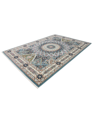 Blue 7' 1 x 10' Narenj Rectangle Area Rug 85% Polypropylene & 15% Polyester Traditional Classic Carpet for Living, Dining, Bedrooms, Office for Sale at Rug Engine