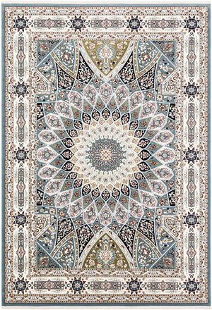 Blue 7' 1 x 10' Narenj Rectangle Area Rug 85% Polypropylene & 15% Polyester Traditional Classic Carpet for Living, Dining, Bedrooms, Office for Sale at Rug Engine