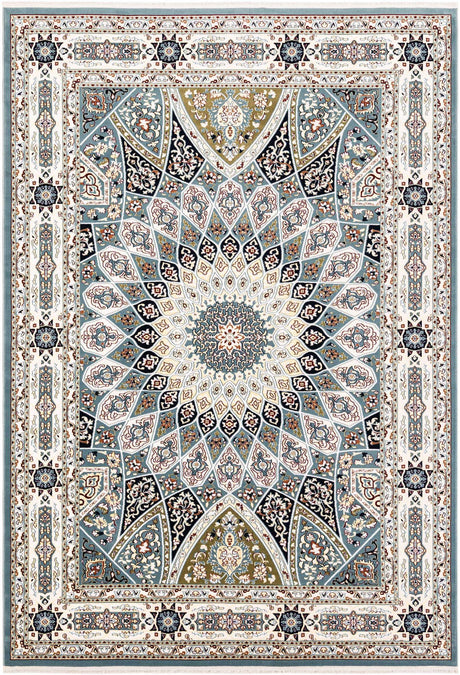Blue 7' 1 x 10' Narenj Rectangle Area Rug 85% Polypropylene & 15% Polyester Traditional Classic Carpet for Living, Dining, Bedrooms, Office for Sale at Rug Engine