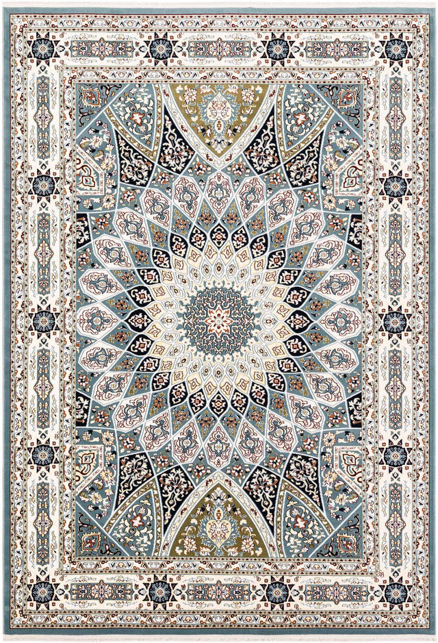 Blue 7' 1 x 10' Narenj Rectangle Area Rug 85% Polypropylene & 15% Polyester Traditional Classic Carpet for Living, Dining, Bedrooms, Office for Sale at Rug Engine