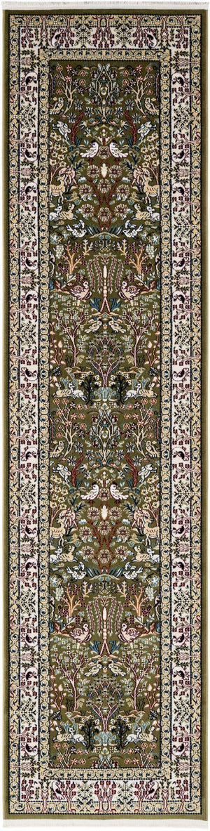 Green 2' 7 x 10' Narenj Runner Area Rug 85% Polypropylene & 15% Polyester Traditional Classic Carpet for Living, Dining, Bedrooms, Office for Sale at Rug Engine