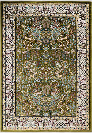 Green 10' x 14' 1 Narenj Rectangle Area Rug 85% Polypropylene & 15% Polyester Traditional Classic Carpet for Living, Dining, Bedrooms, Office for Sale at Rug Engine