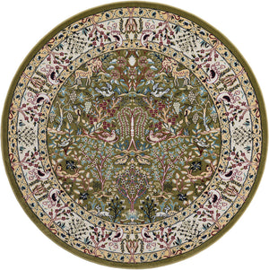 Green 6' 1 x 6' 1 Narenj Round Area Rug 85% Polypropylene & 15% Polyester Traditional Classic Carpet for Living, Dining, Bedrooms, Office for Sale at Rug Engine