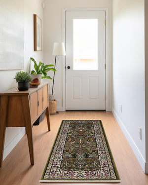 Green 2' 7 x 9' Narenj Runner Area Rug 85% Polypropylene & 15% Polyester Traditional Classic Carpet for Living, Dining, Bedrooms, Office for Sale at Rug Engine