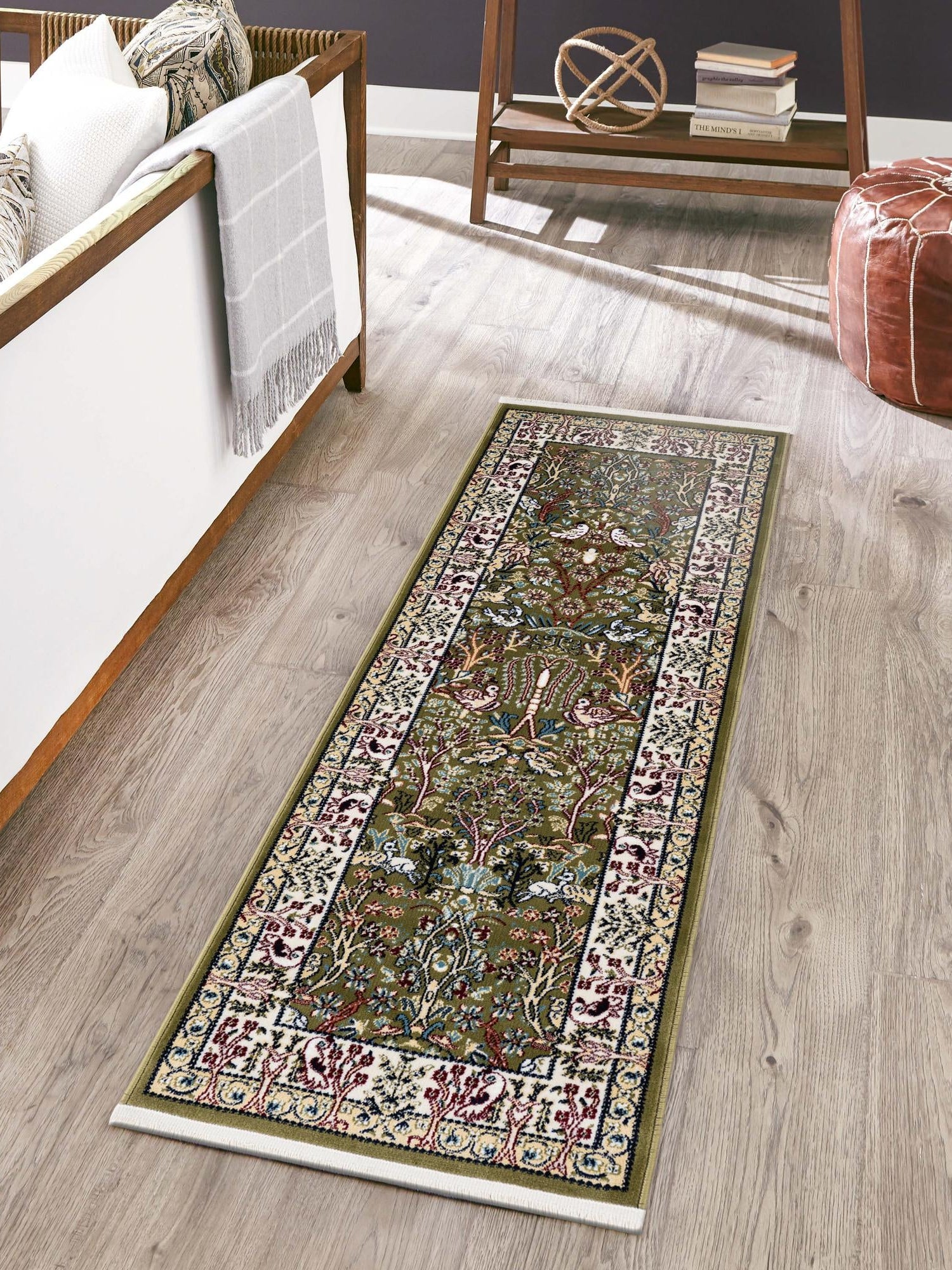 Green 2' x 6' 1 Narenj Runner Area Rug 85% Polypropylene & 15% Polyester Traditional Classic Carpet for Living, Dining, Bedrooms, Office for Sale at Rug Engine
