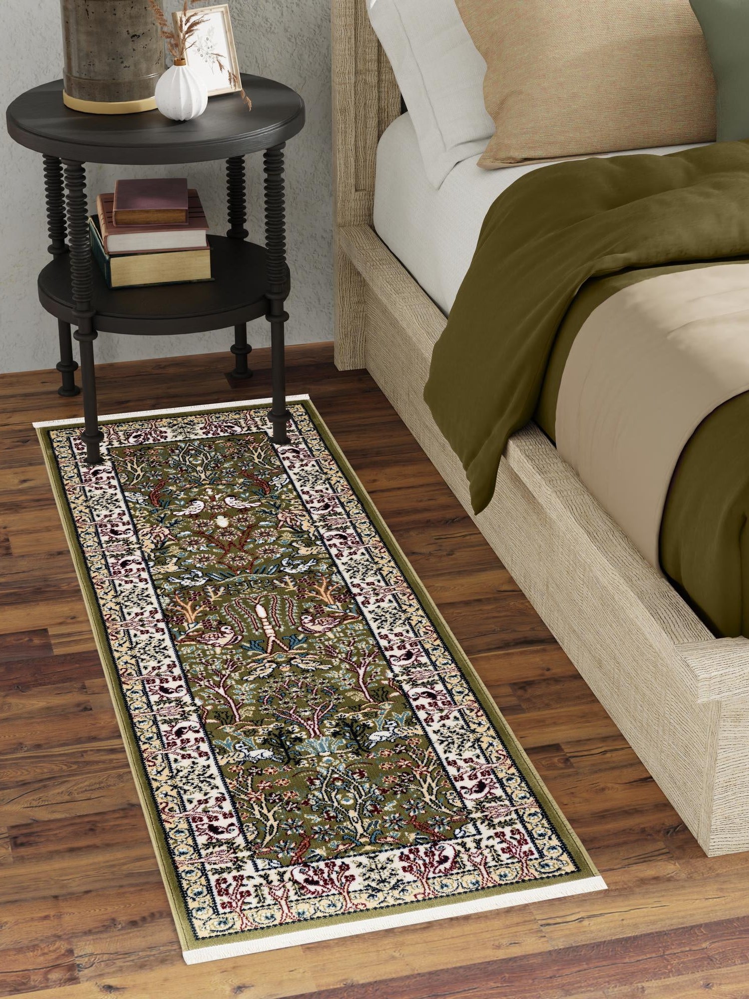 Green 2' 7 x 7' 1 Narenj Runner Area Rug 85% Polypropylene & 15% Polyester Traditional Classic Carpet for Living, Dining, Bedrooms, Office for Sale at Rug Engine