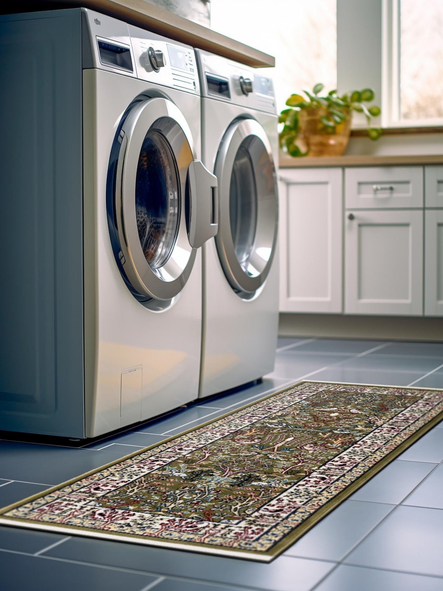 Green 2' 7 x 10' Narenj Runner Area Rug 85% Polypropylene & 15% Polyester Traditional Classic Carpet for Living, Dining, Bedrooms, Office for Sale at Rug Engine