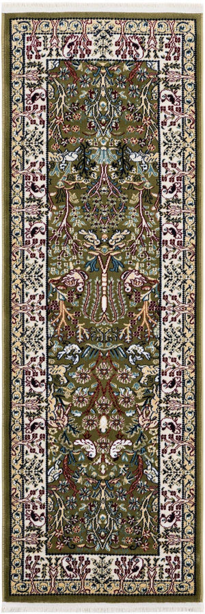 Green 2' x 6' 1 Narenj Runner Area Rug 85% Polypropylene & 15% Polyester Traditional Classic Carpet for Living, Dining, Bedrooms, Office for Sale at Rug Engine
