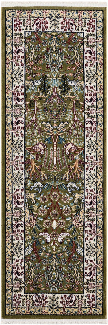Green 2' x 6' 1 Narenj Runner Area Rug 85% Polypropylene & 15% Polyester Traditional Classic Carpet for Living, Dining, Bedrooms, Office for Sale at Rug Engine