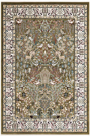 Green 7' 1 x 10' Narenj Rectangle Area Rug 85% Polypropylene & 15% Polyester Traditional Classic Carpet for Living, Dining, Bedrooms, Office for Sale at Rug Engine