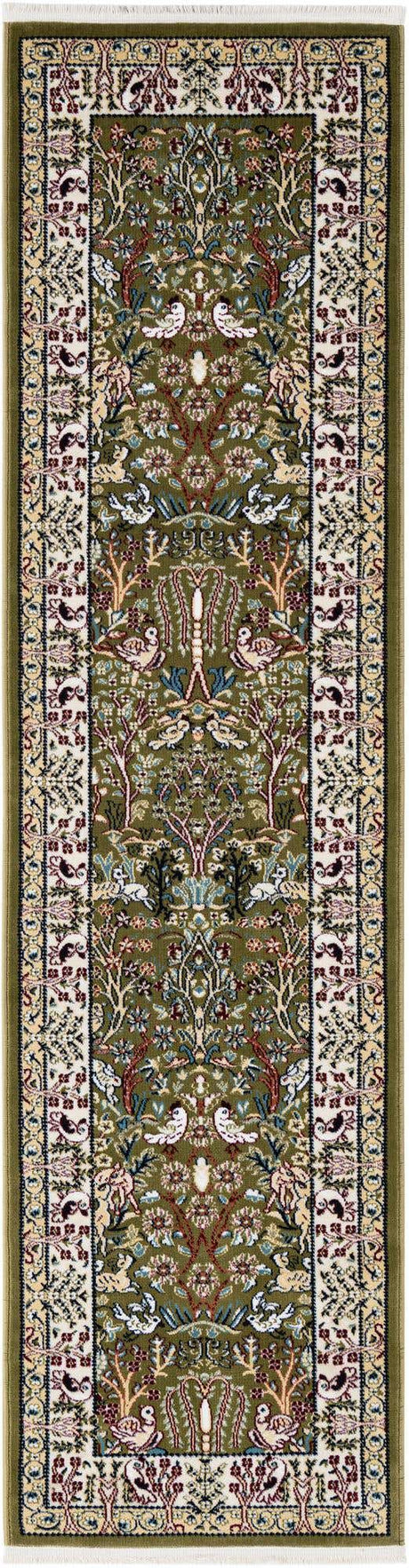 Green 2' x 8' Narenj Runner Area Rug 85% Polypropylene & 15% Polyester Traditional Classic Carpet for Living, Dining, Bedrooms, Office for Sale at Rug Engine