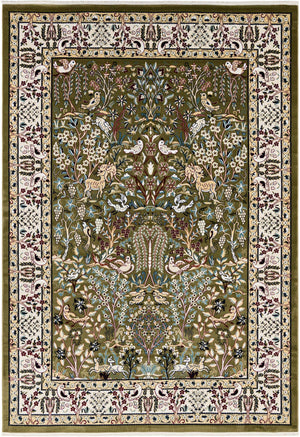 Green 7' 10 x 11' Narenj Rectangle Area Rug 85% Polypropylene & 15% Polyester Traditional Classic Carpet for Living, Dining, Bedrooms, Office for Sale at Rug Engine