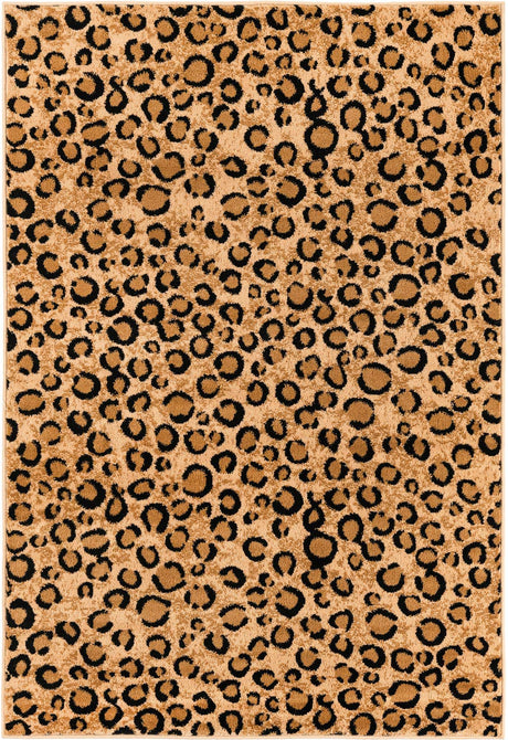 Light Brown 4' 1 x 6' 1 Wildlife Rectangle Area Rug Animal Print Safari Jungle Inspired Carpet for Unique Modern Interior Design for Sale at Rug Engine