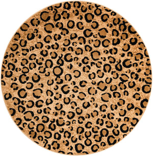 Light Brown 5' 3 x 5' 3 Wildlife Round Area Rug Animal Print Safari Jungle Inspired Carpet for Unique Modern Interior Design for Sale at Rug Engine