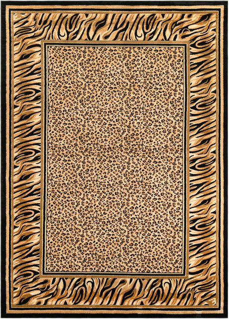 Light Brown 10' x 14' 1 Wildlife Rectangle Area Rug Animal Print Safari Jungle Inspired Carpet for Unique Modern Interior Design for Sale at Rug Engine
