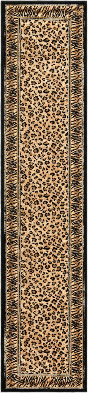 Light Brown 2' 7 x 12' Wildlife Runner Area Rug Animal Print Safari Jungle Inspired Carpet for Unique Modern Interior Design for Sale at Rug Engine