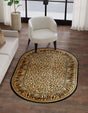 Light Brown 5' 3 x 8' Wildlife Oval Area Rug Animal Print Safari Jungle Inspired Carpet for Unique Modern Interior Design for Sale at Rug Engine