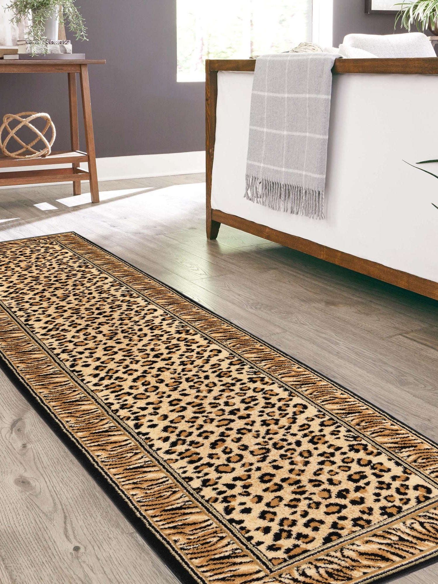 Light Brown 2' 7 x 12' Wildlife Runner Area Rug Animal Print Safari Jungle Inspired Carpet for Unique Modern Interior Design for Sale at Rug Engine