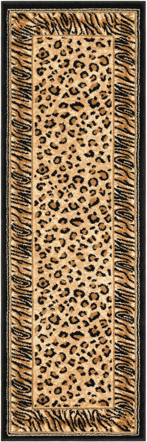 Light Brown 2' x 6' 1 Wildlife Runner Area Rug Animal Print Safari Jungle Inspired Carpet for Unique Modern Interior Design for Sale at Rug Engine