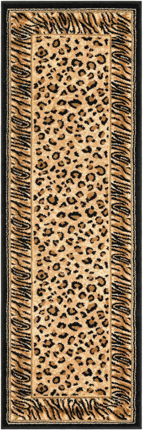 Light Brown 2' x 6' 1 Wildlife Runner Area Rug Animal Print Safari Jungle Inspired Carpet for Unique Modern Interior Design for Sale at Rug Engine
