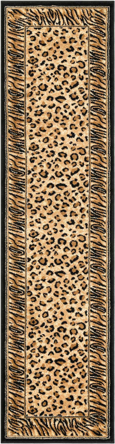 Light Brown 2' x 8' Wildlife Runner Area Rug Animal Print Safari Jungle Inspired Carpet for Unique Modern Interior Design for Sale at Rug Engine