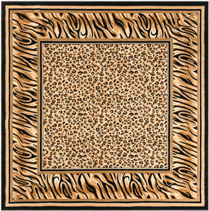 Light Brown 7' 10 x 7' 10 Wildlife Square Area Rug Animal Print Safari Jungle Inspired Carpet for Unique Modern Interior Design for Sale at Rug Engine