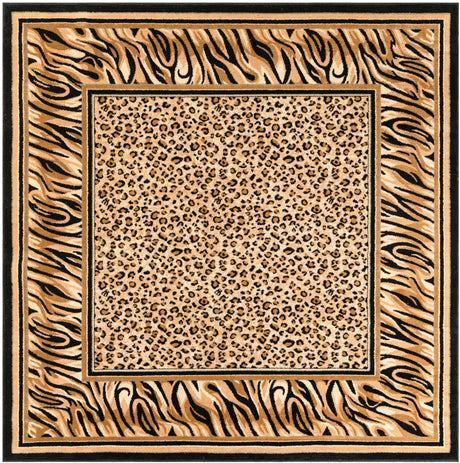 Light Brown 7' 10 x 7' 10 Wildlife Square Area Rug Animal Print Safari Jungle Inspired Carpet for Unique Modern Interior Design for Sale at Rug Engine