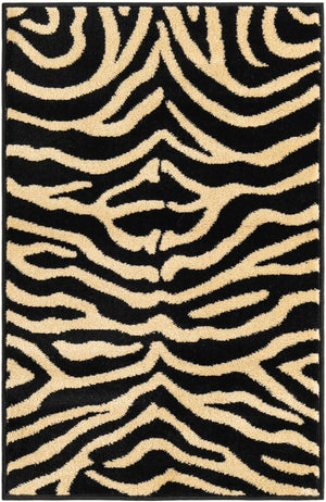 Black 2' x 3' 1 Wildlife Rectangle Area Rug Animal Print Safari Jungle Inspired Carpet for Unique Modern Interior Design for Sale at Rug Engine