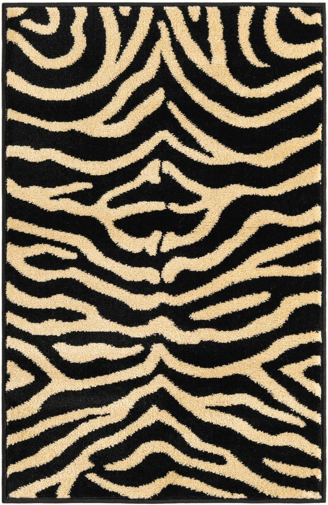 Black 2' x 3' 1 Wildlife Rectangle Area Rug Animal Print Safari Jungle Inspired Carpet for Unique Modern Interior Design for Sale at Rug Engine